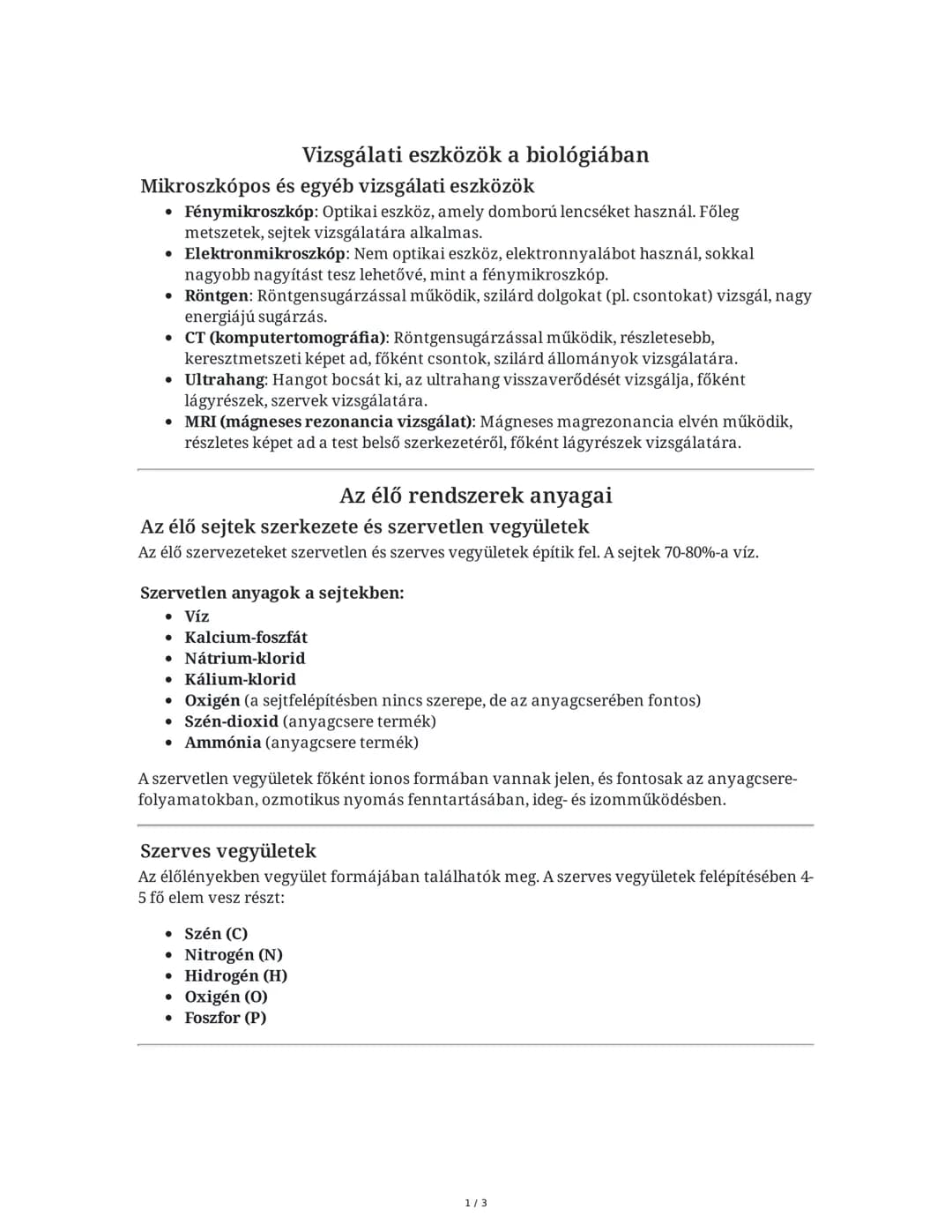 Vizsgálati eszközök a biológiában