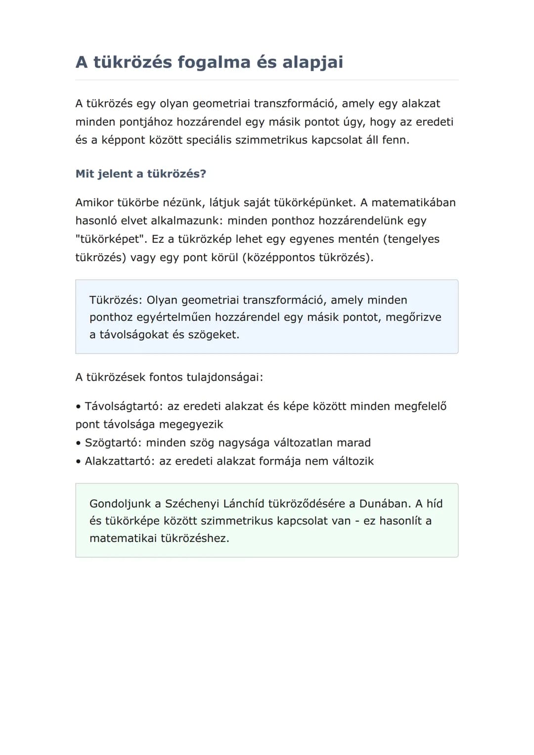 Tengelyes és középpontos
tükrözés a síkban
Síkgeometriai transzformációk: tükrözések típusai és
tulajdonságai
Matematika • Grade 8 • Hungary