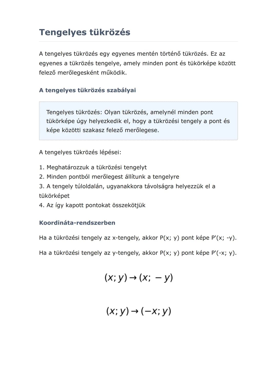 Tengelyes és középpontos
tükrözés a síkban
Síkgeometriai transzformációk: tükrözések típusai és
tulajdonságai
Matematika • Grade 8 • Hungary
