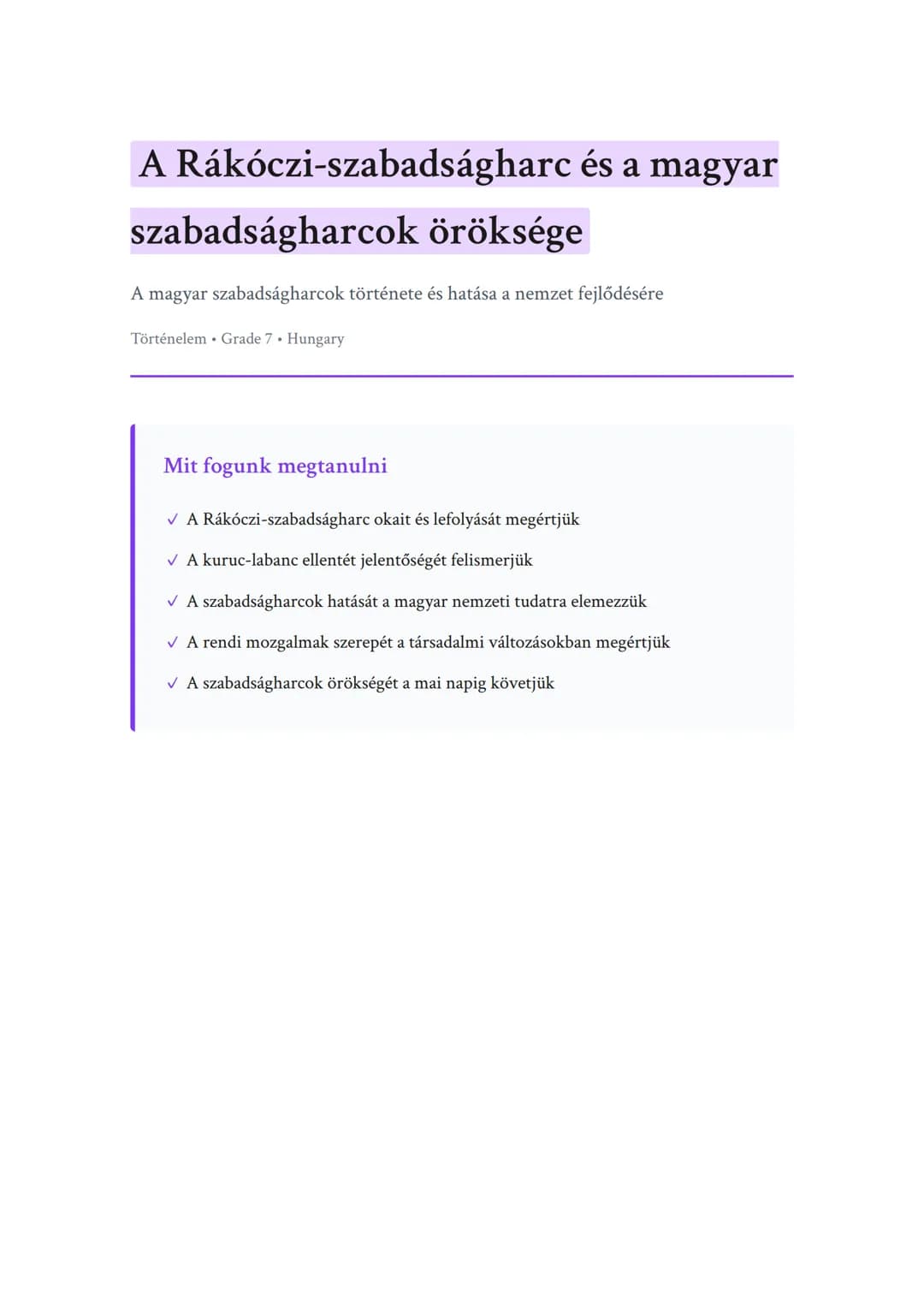 A Rákóczi-szabadságharc és a magyar szabadságharcok öröksége