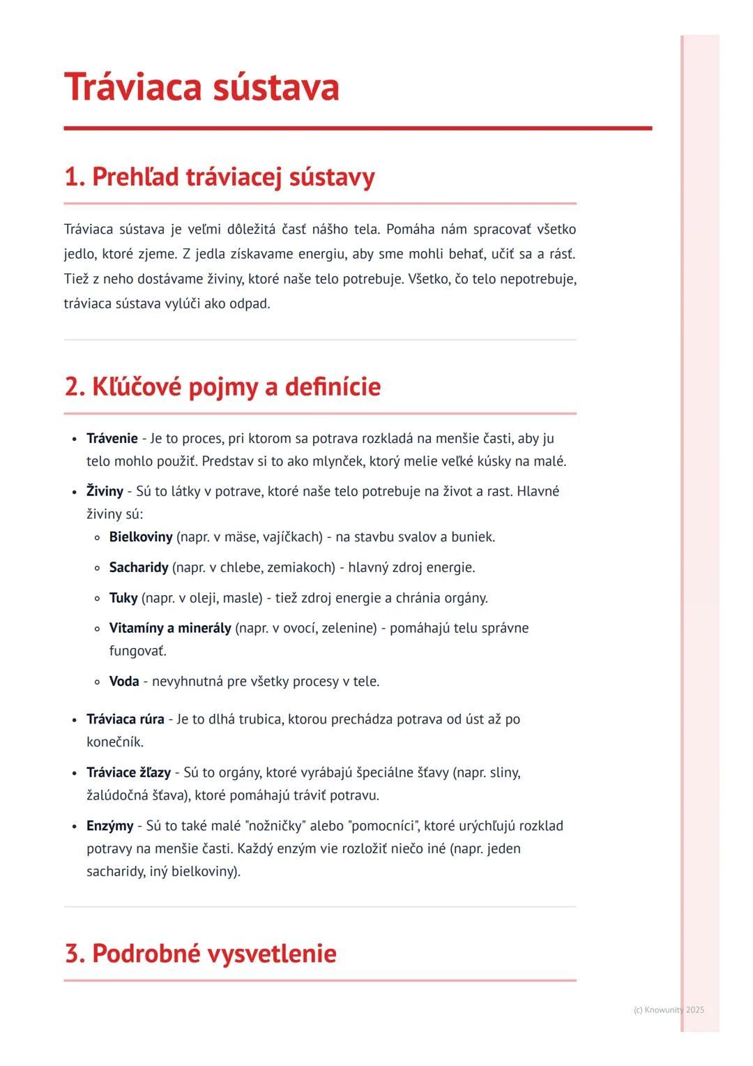 # Tráviaca sústava

# 1. Prehľad tráviacej sústavy

Tráviaca sústava je veľmi dôležitá časť nášho tela. Pomáha nám spracovať všetko
jedlo, k