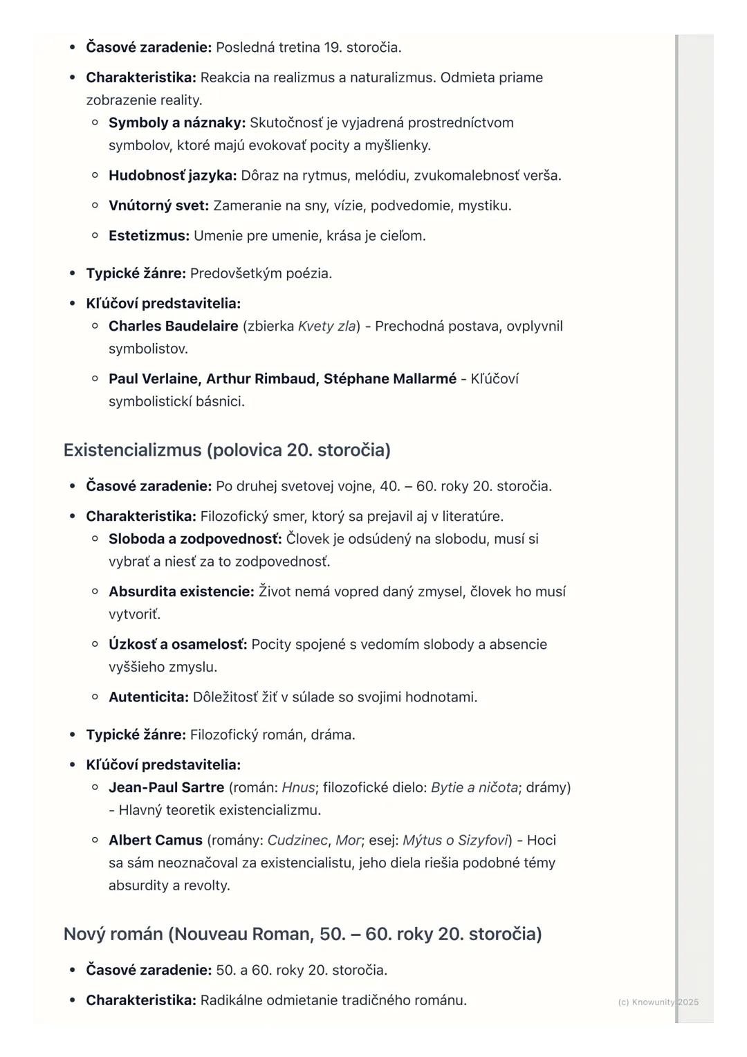 # Prehľad literárnych období a
žánrov

1. Prehľad a úvod do literárnych období

Je dôležité pochopiť, že literatúra sa nevyvíjala izolovane,