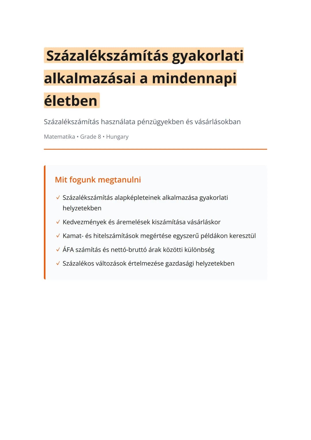 Százalékszámítás gyakorlati alkalmazásai a mindennapi életben
