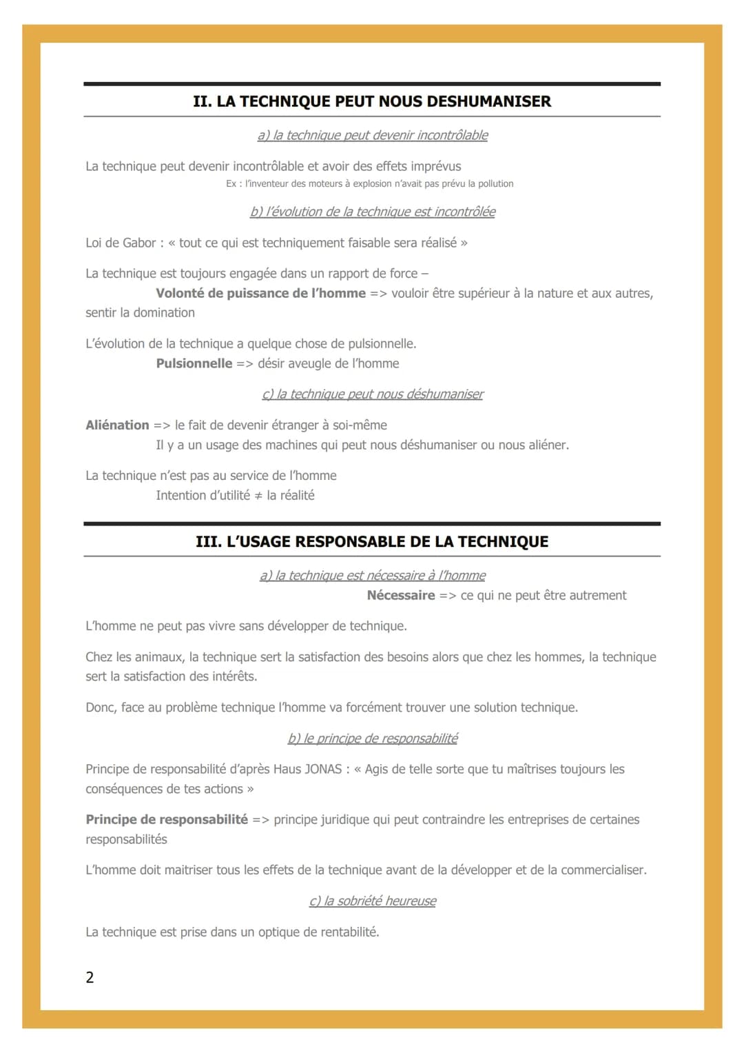 2 - LA TECHNIQUE

INTRODUCTION

Technique => Ensemble des moyens - connaissances et savoir-faire - permettant d'obtenir
efficacement un résu