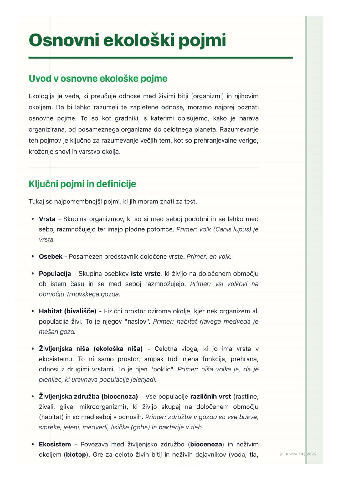 # Osnovni ekološki pojmi

Uvod v osnovne ekološke pojme

Ekologija je veda, ki preučuje odnose med živimi bitji (organizmi) in njihovim
okol