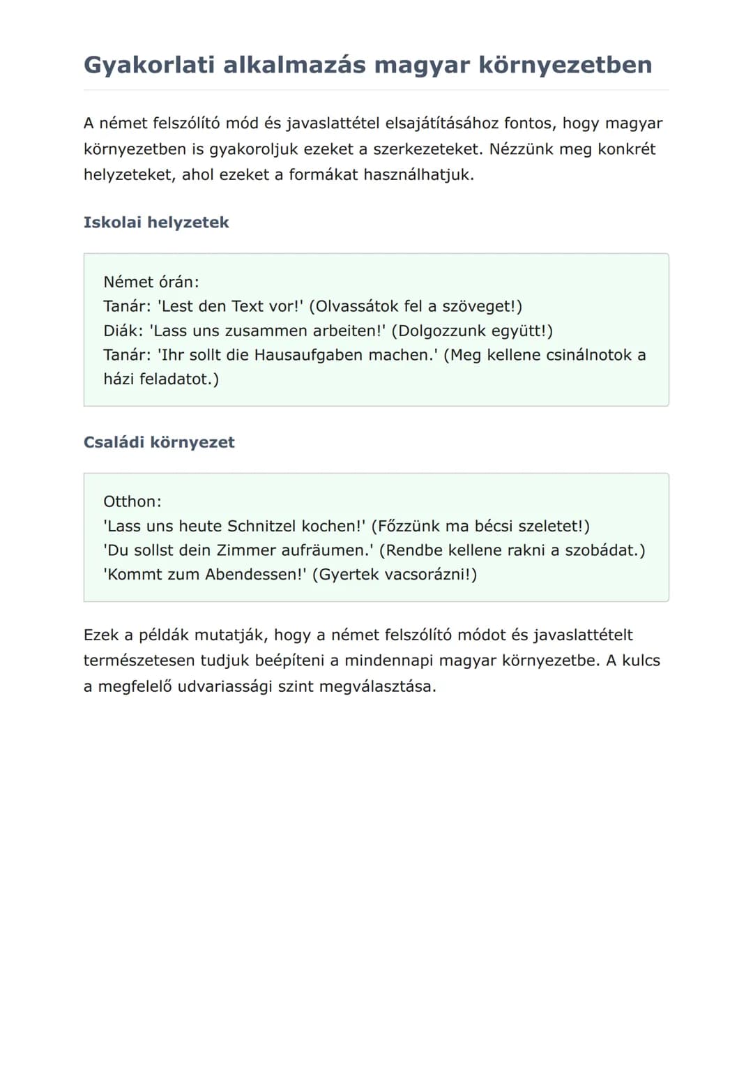 Felszólító mód és javaslattétel
németül
Kommunikációs helyzetek és nyelvtani fejlesztés gyakorlati példákkal
Német • Grade 8 • Hungary
Mit f