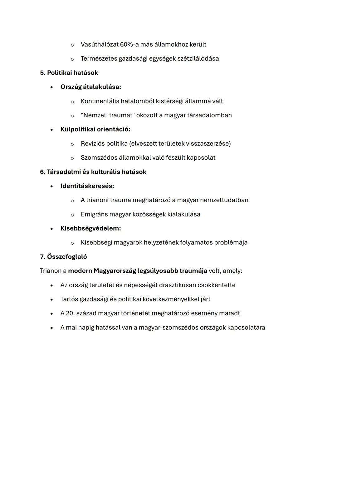 Trianon és következményei
1. Trianoni békediktátum (1920. június 4.)
* Előzmények:
  * Az Osztrák-Magyar Monarchia vesztesége az I. világháb
