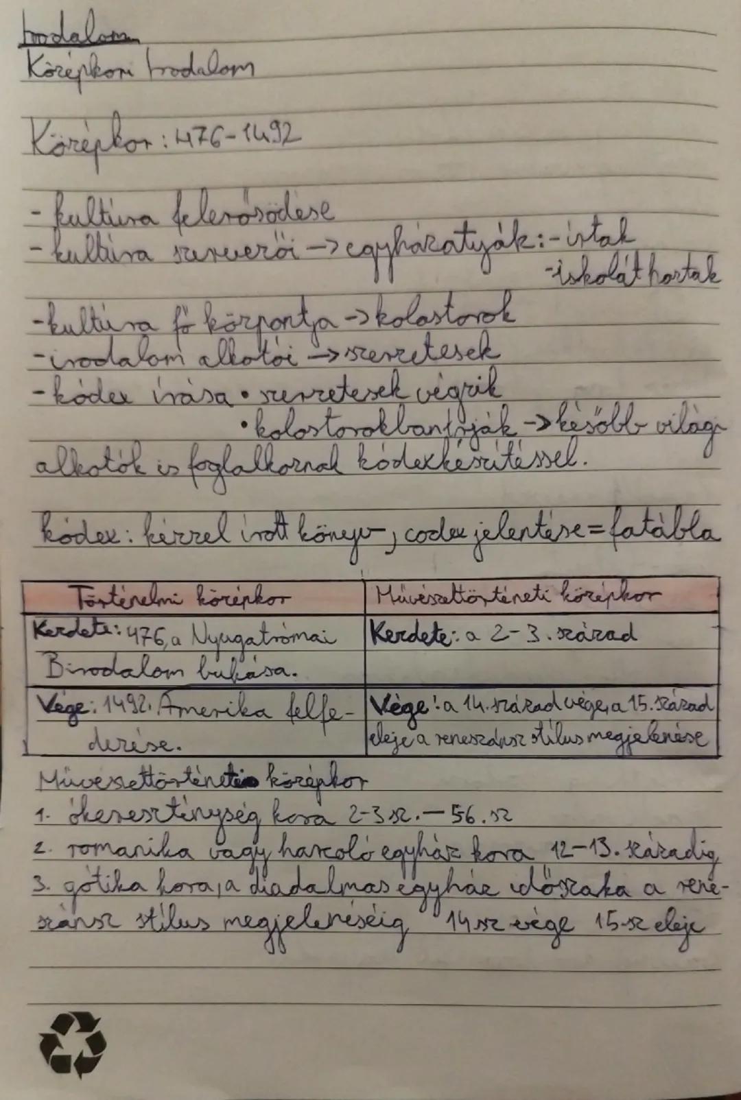 Középkori irodalom és kódexek: Román és gótikus stílus