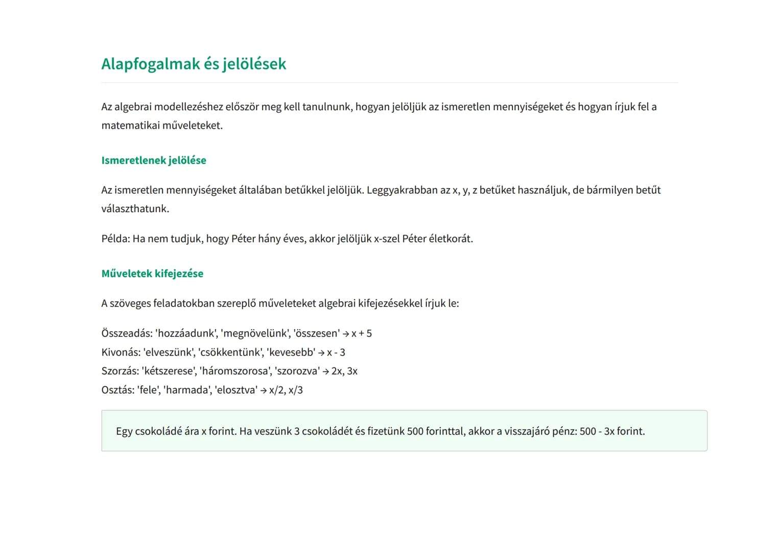 Algebrai kifejezések és szöveges feladatok modellezése
Szöveges feladatok algebrai kifejezésekkel való megoldása
Matematika. Grade 7. Hungar