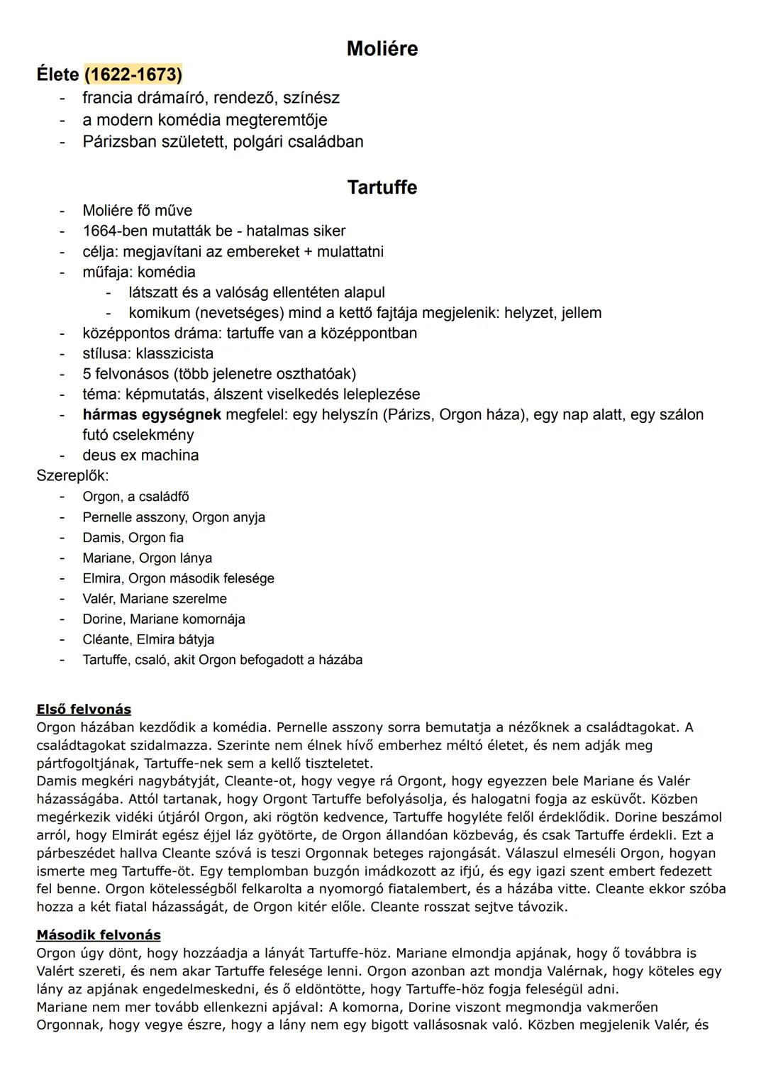 Moliére
Élete (1622-1673)
- francia drámaíró, rendező, színész
- a modern komédia megteremtője
- Párizsban született, polgári családban
Tart