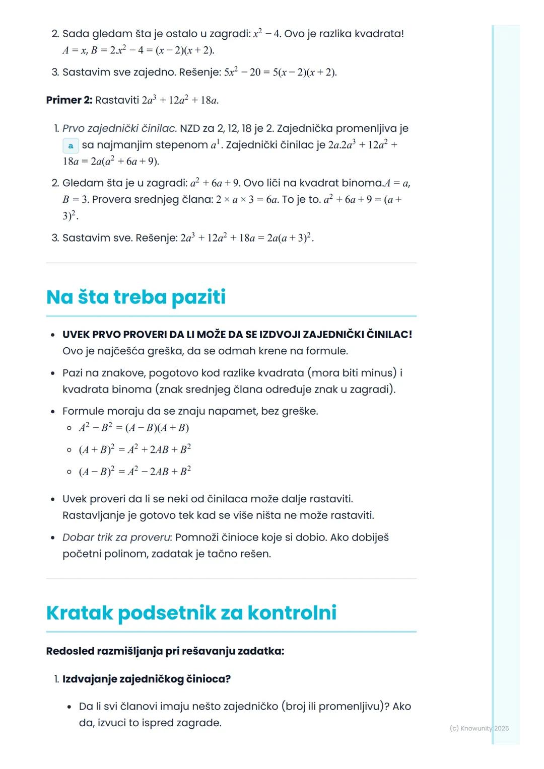 # Rastavljanje polinoma na
činioce

## Uvod i zašto je ovo važno

Rastavljanje polinoma na činioce je obrnuti proces od množenja
polinoma. T