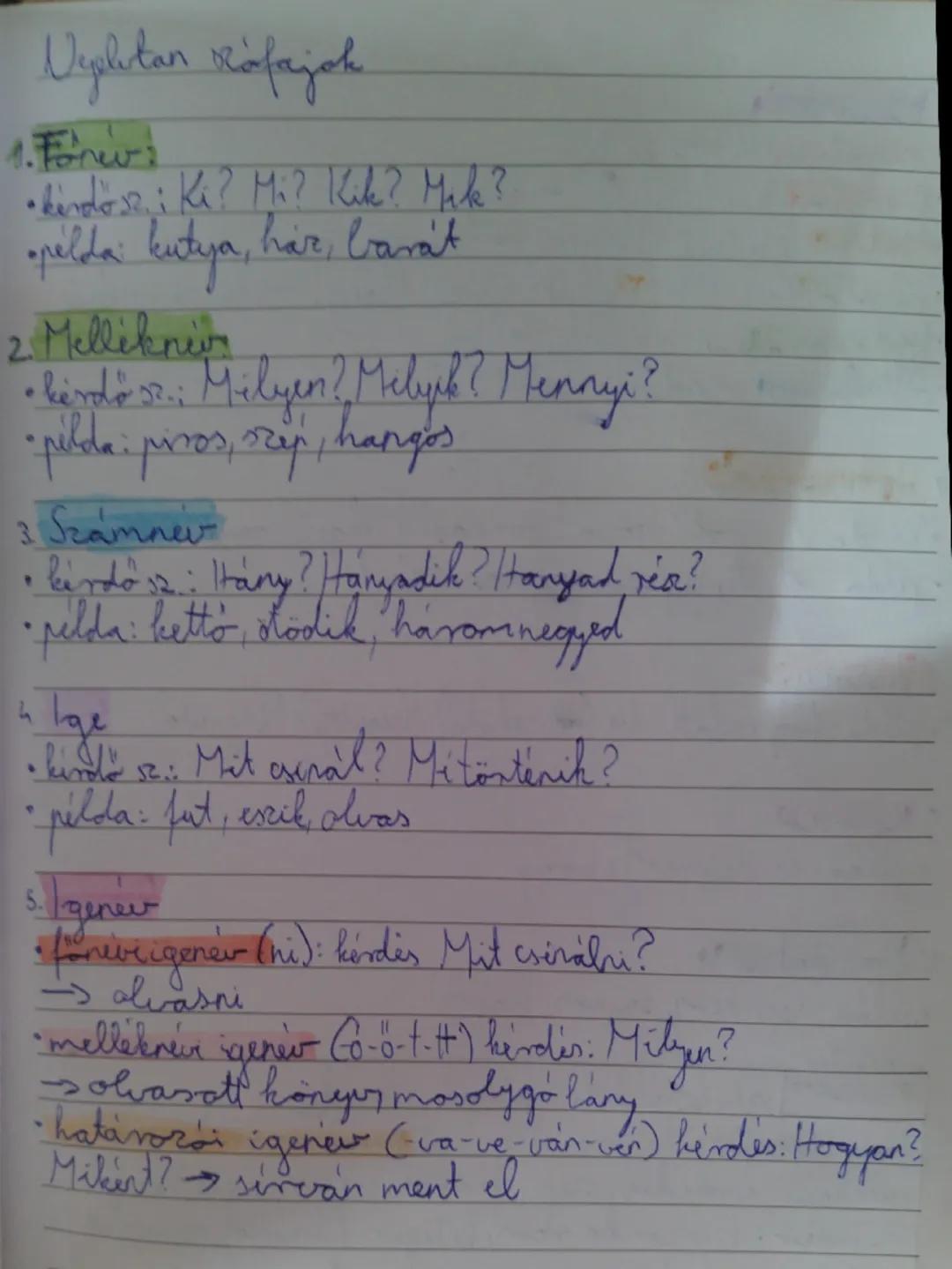 Vepletan Rofajah

1. Fanews
• kérdősz; Ki? Mi? Kik? Mik?
•peldai kutya, hair, barát

2. Mellékne
• kérdő 37. Milyen? Melyik? Mennyi?
•pilda: