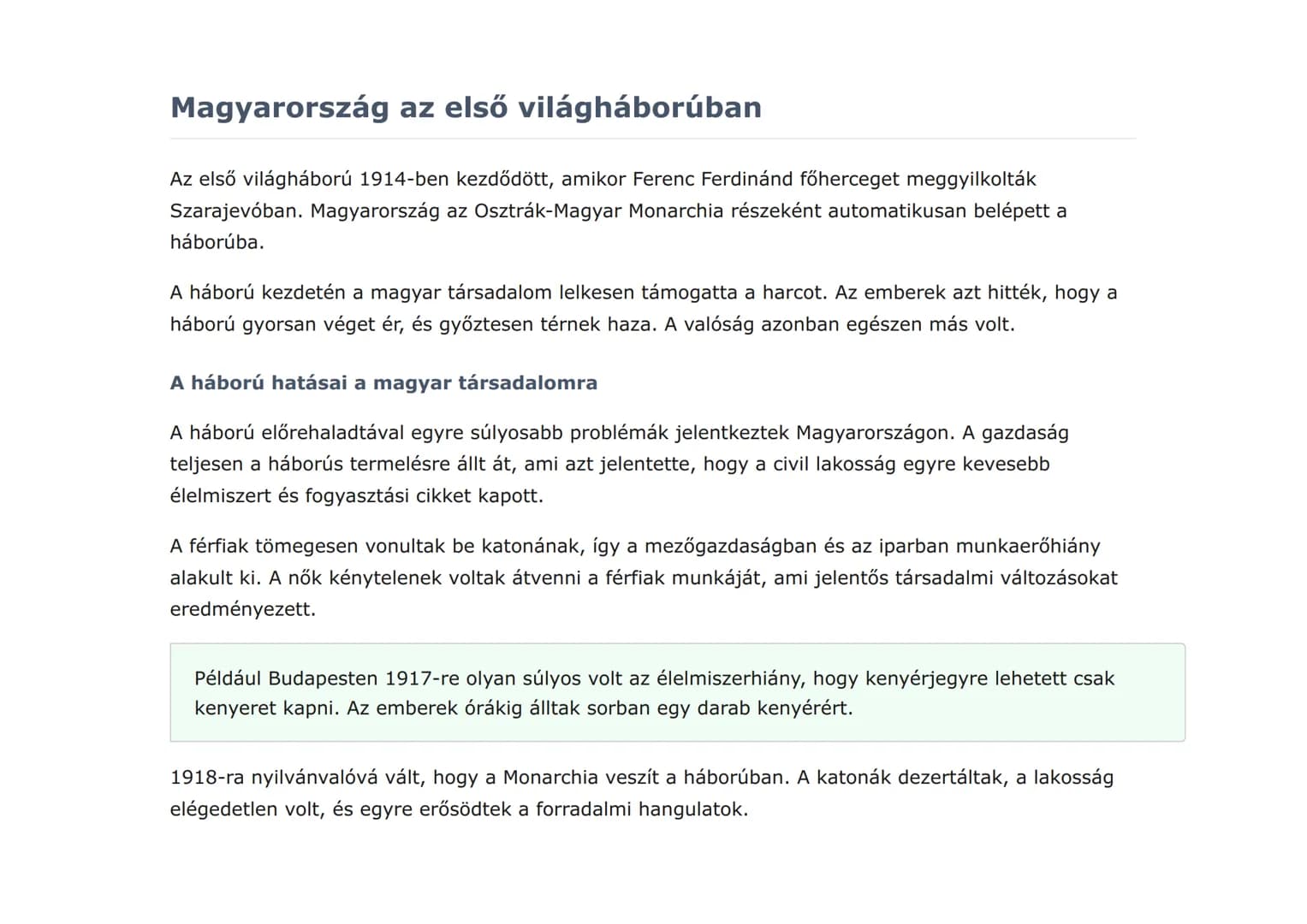 Az első világháború és következményei
Magyarországon (1914-1920)
A világháború hatásai és a forradalmak kora Magyarországon
Történelem  Grad