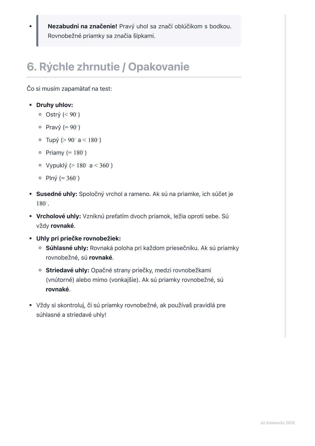 # Uhly

1. Prehľad uhlov

Ahojte! Dnes si zopakujeme uhly, ktoré sú super dôležité v geometrii.
Stretávame sa s nimi všade - keď staviame do