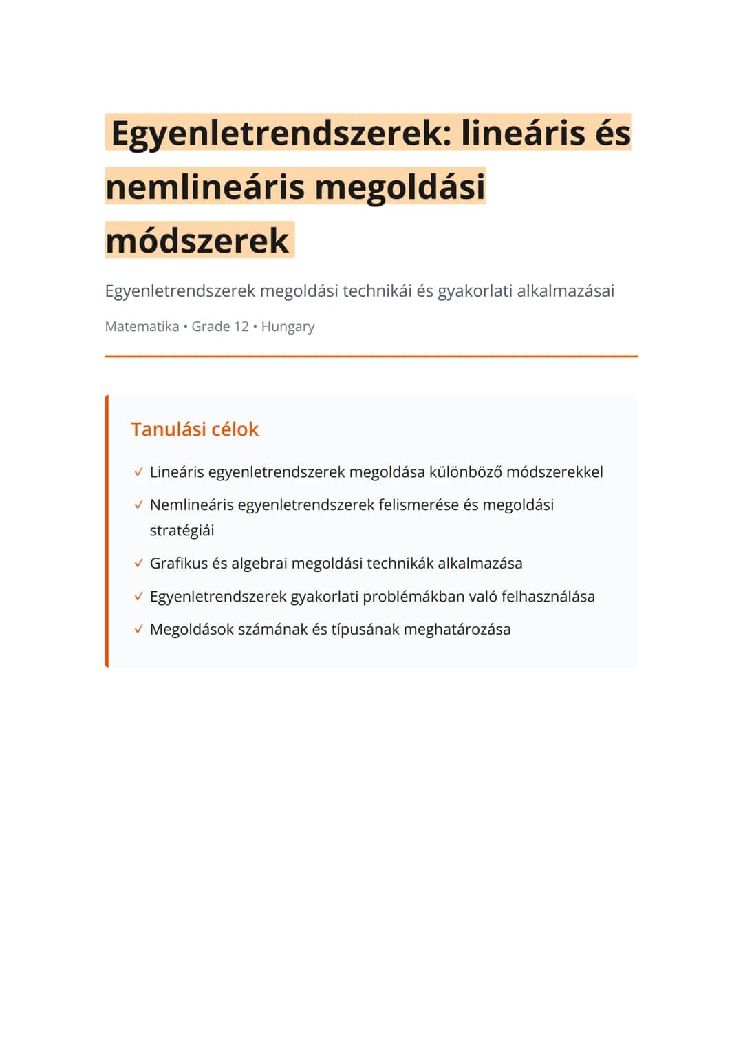 Egyenletrendszerek: lineáris és nemlineáris megoldási módszerek