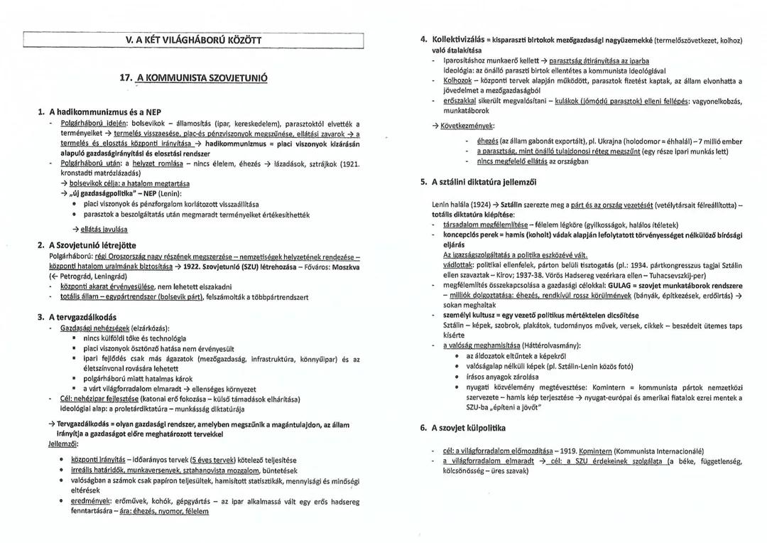 A két világháború közötti történelem áttekintése