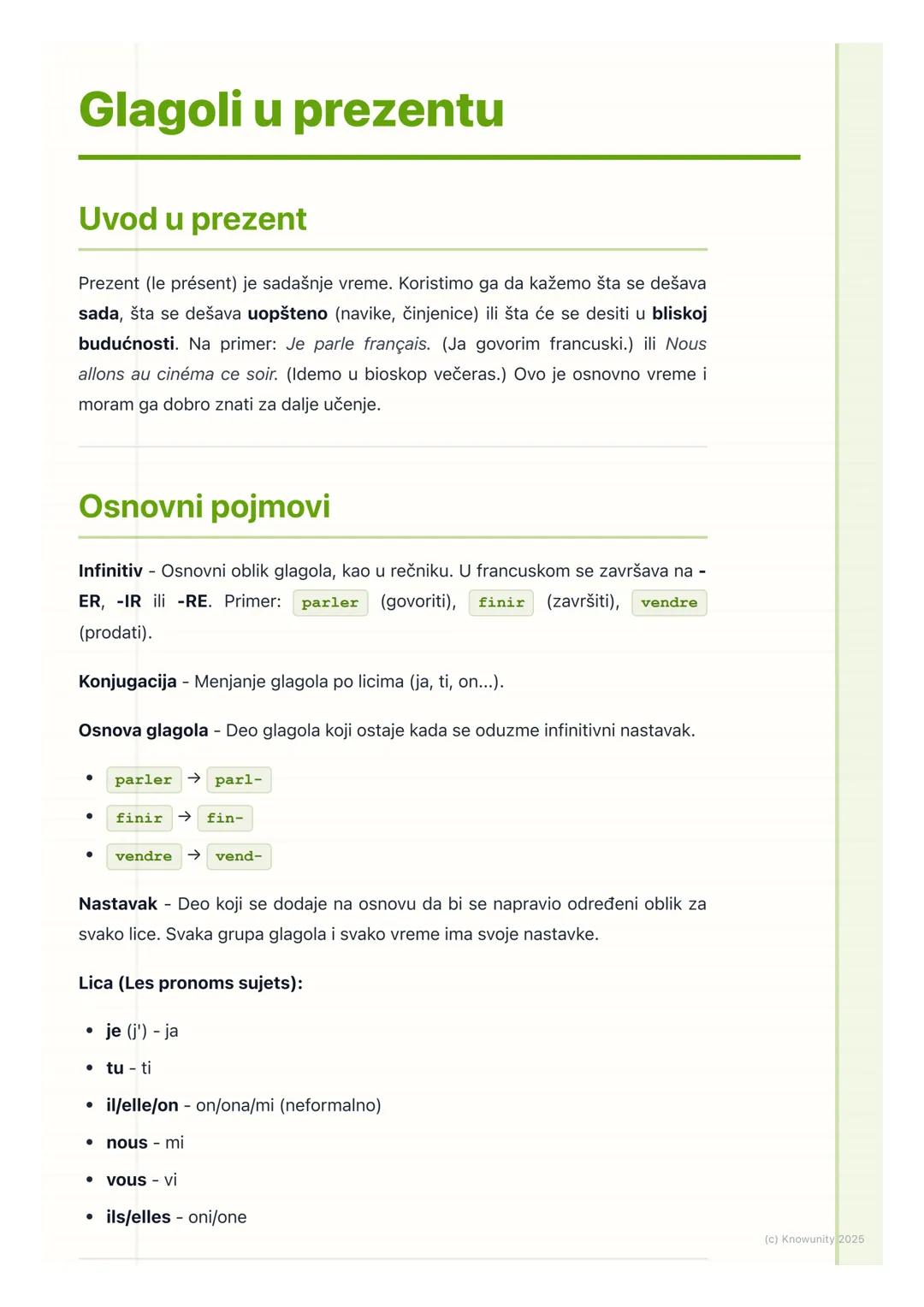 # Glagoli u prezentu

Uvod u prezent

Prezent (le présent) je sadašnje vreme. Koristimo ga da kažemo šta se dešava
sada, šta se dešava uopšt