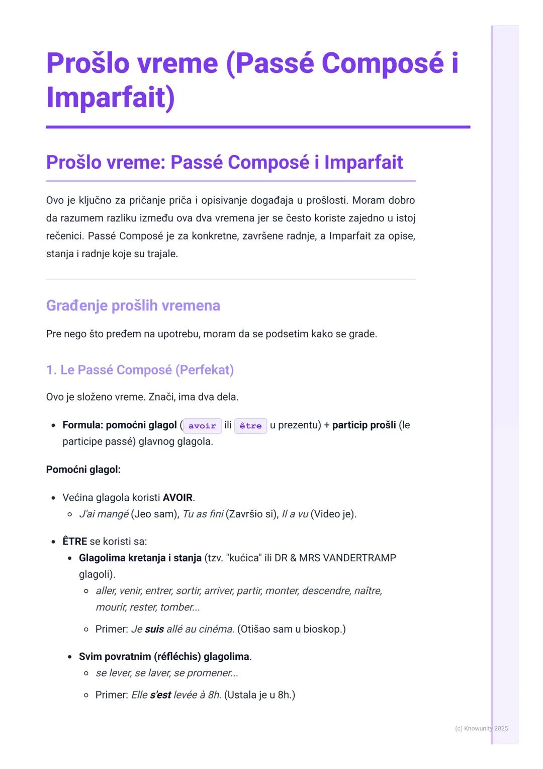 # Prošlo vreme (Passé Composé i
Imparfait)

Prošlo vreme: Passé Composé i Imparfait

Ovo je ključno za pričanje priča i opisivanje događaja 