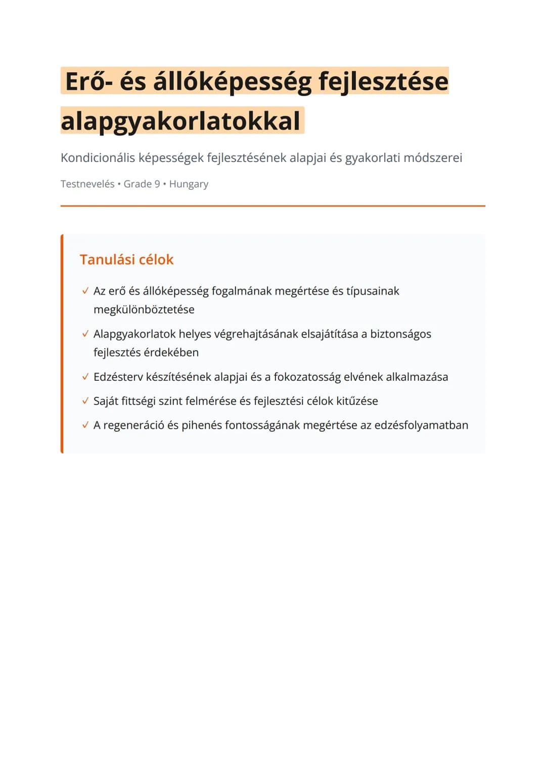 Erő- és állóképesség fejlesztése alapgyakorlatokkal