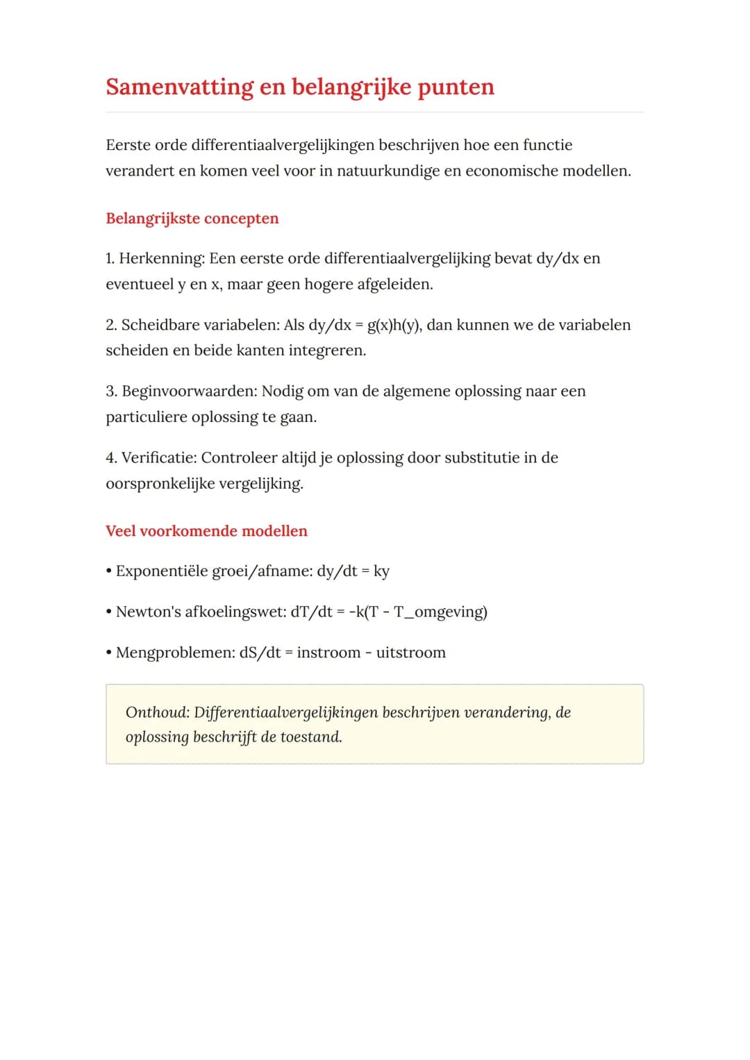Differentiaalvergelijkingen van
eerste orde - Wiskunde D
Oplossen van eerste orde differentiaalvergelijkingen met praktische
toepassingen
Wi