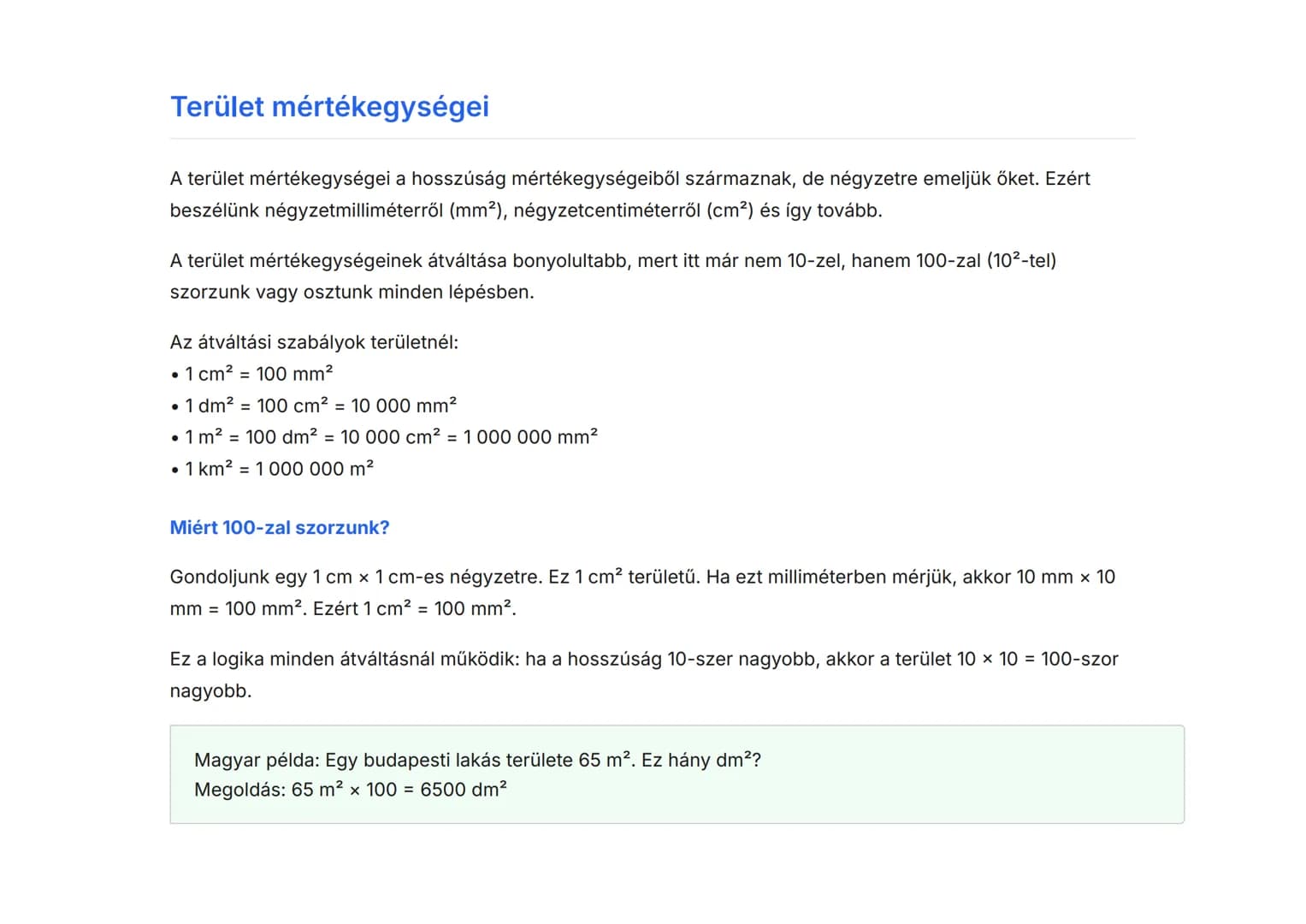 Mértékegységek átváltása: hossz, terület és
térfogat
Hosszúság, terület és térfogat mértékegységeinek átváltása
Matematika  Grade 7  Hungary