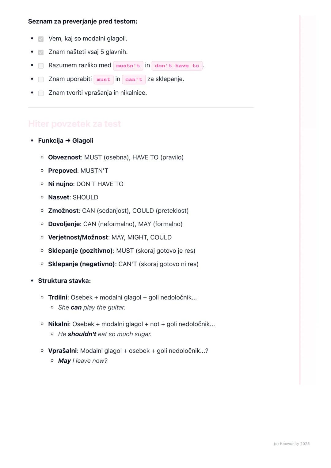 # Modalni glagoli (Modal Verbs)

Uvod v modalne glagole

Modalni glagoli so posebna vrsta pomožnih glagolov. Uporabljamo jih, da
izrazimo nu