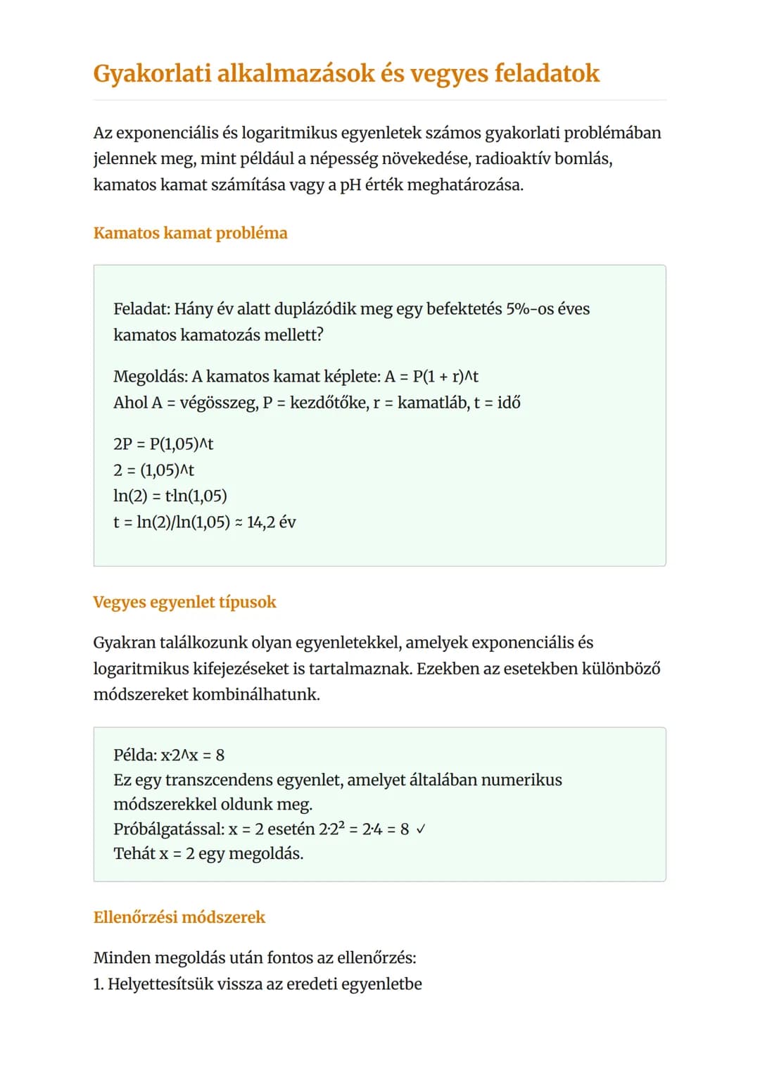 Logaritmikus és exponenciális
egyenletek megoldása
Exponenciális és logaritmikus egyenletek, egyenlőtlenségek
megoldása
Matematika 	 Grade 1