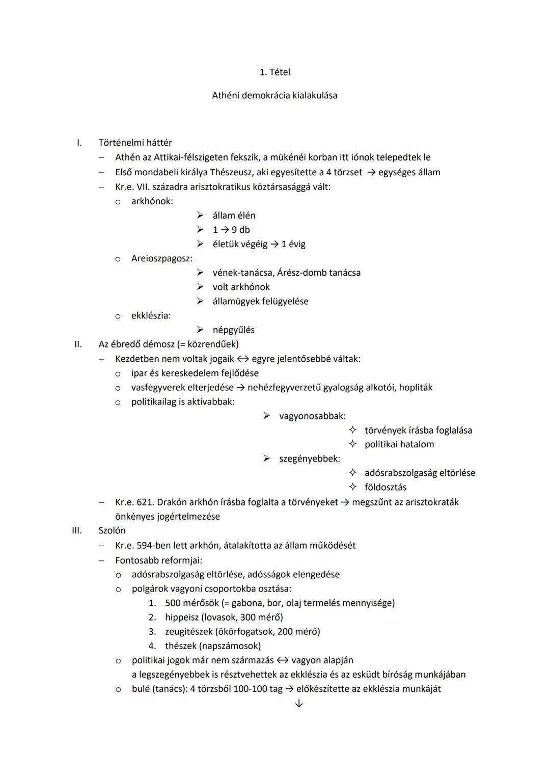 1. Tétel
Athéni demokrácia kialakulása

I. Történelmi háttér
Athén az Attikai-félszigeten fekszik, a műkénéi korban itt iónok telepedtek le
