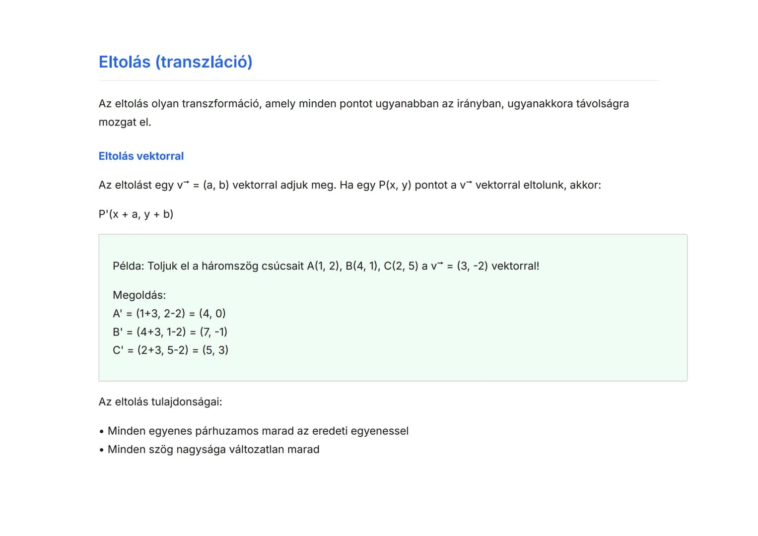 Geometriai transzformációk: tükrözés, eltolás,
forgatás
Sík- és térgeometria alapvető transzformációinak megértése
Matematika  Grade 10  Hun