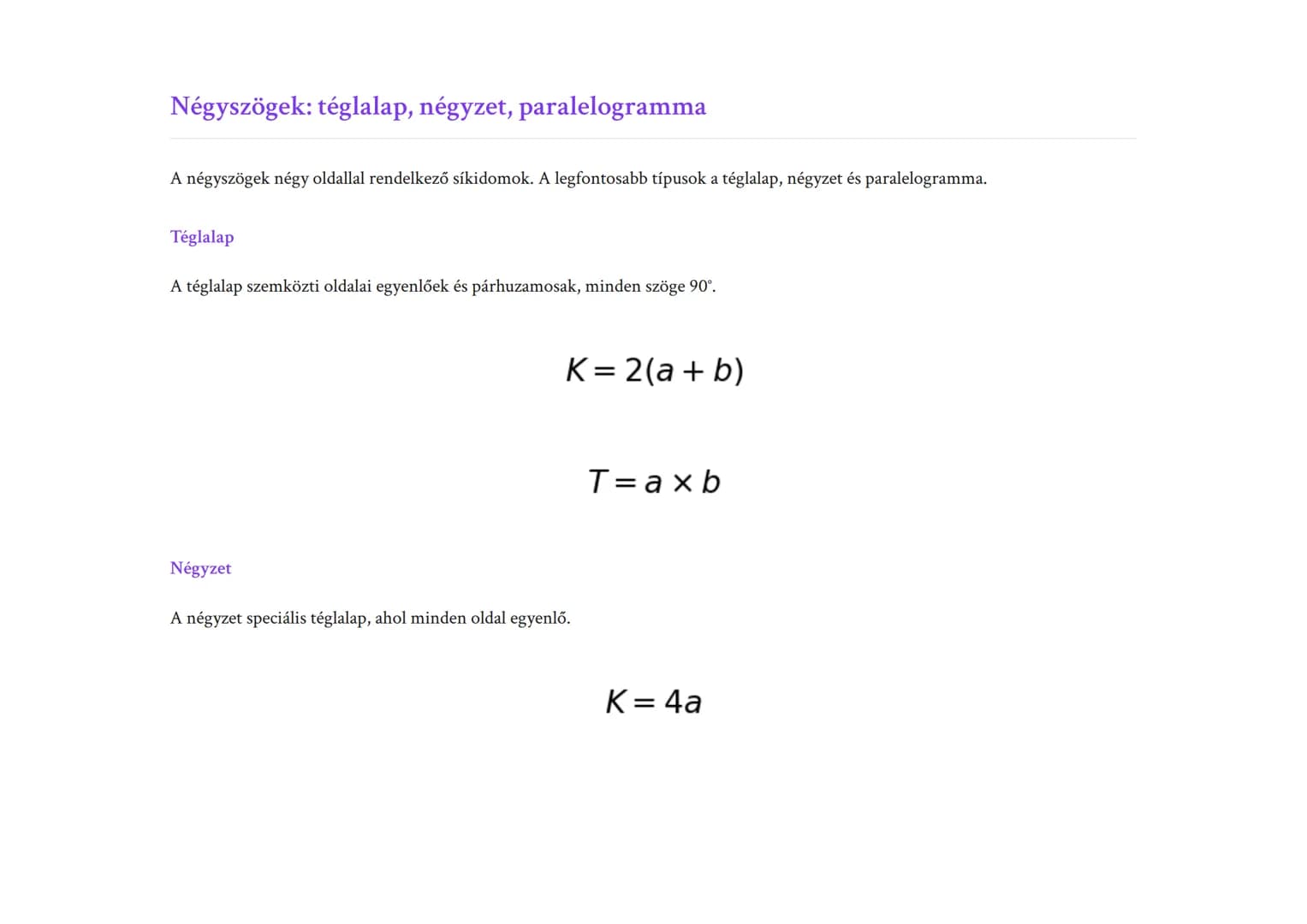 Síkidomok tulajdonságai, kerület és terület számítása
Síkidomok alapvető tulajdonságai és mérési módszerei
Matematika • Grade 7 • Hungary
Mi