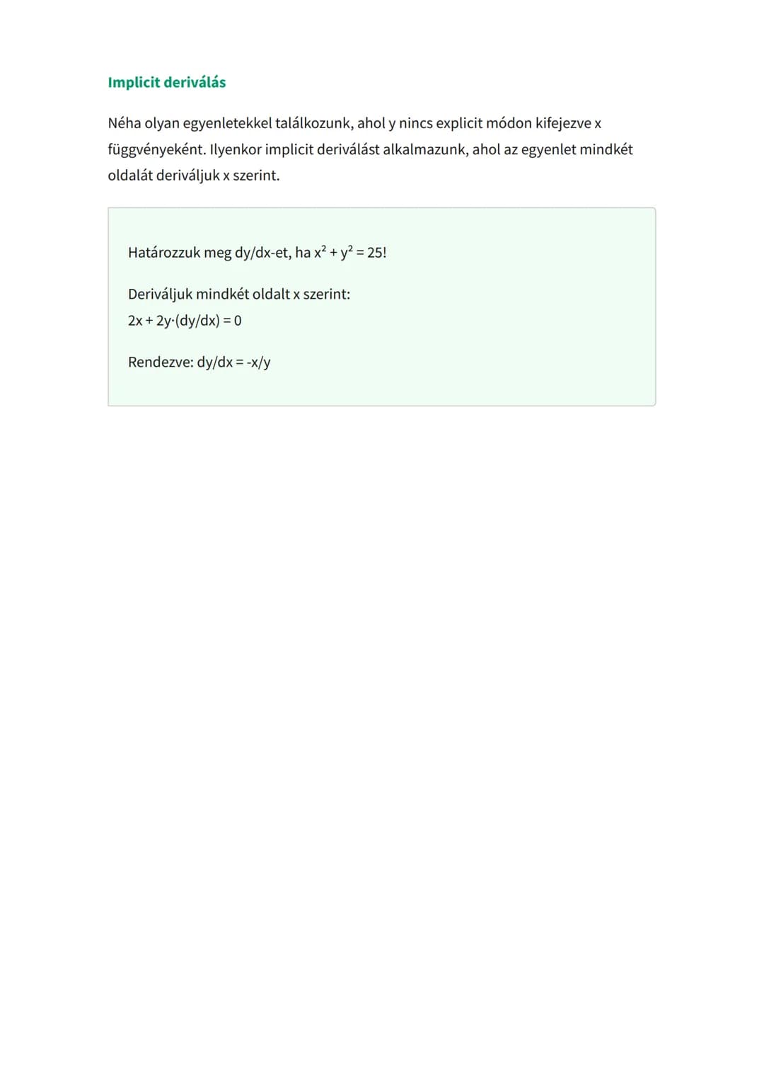 Derivált fogalma és deriválási
szabályok - Analízis alapjai
A derivált értelmezése és a legfontosabb deriválási szabályok
Matematika. Grade 