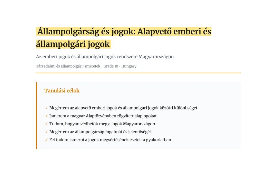 Állampolgárság és jogok: Alapvető emberi és állampolgári jogok