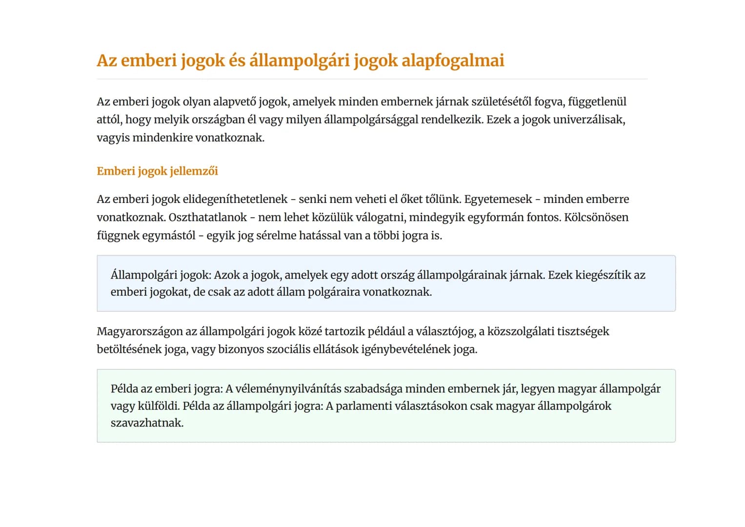 Állampolgárság és jogok: Alapvető emberi és
állampolgári jogok
Az emberi jogok és állampolgári jogok rendszere Magyarországon
Társadalmi és 
