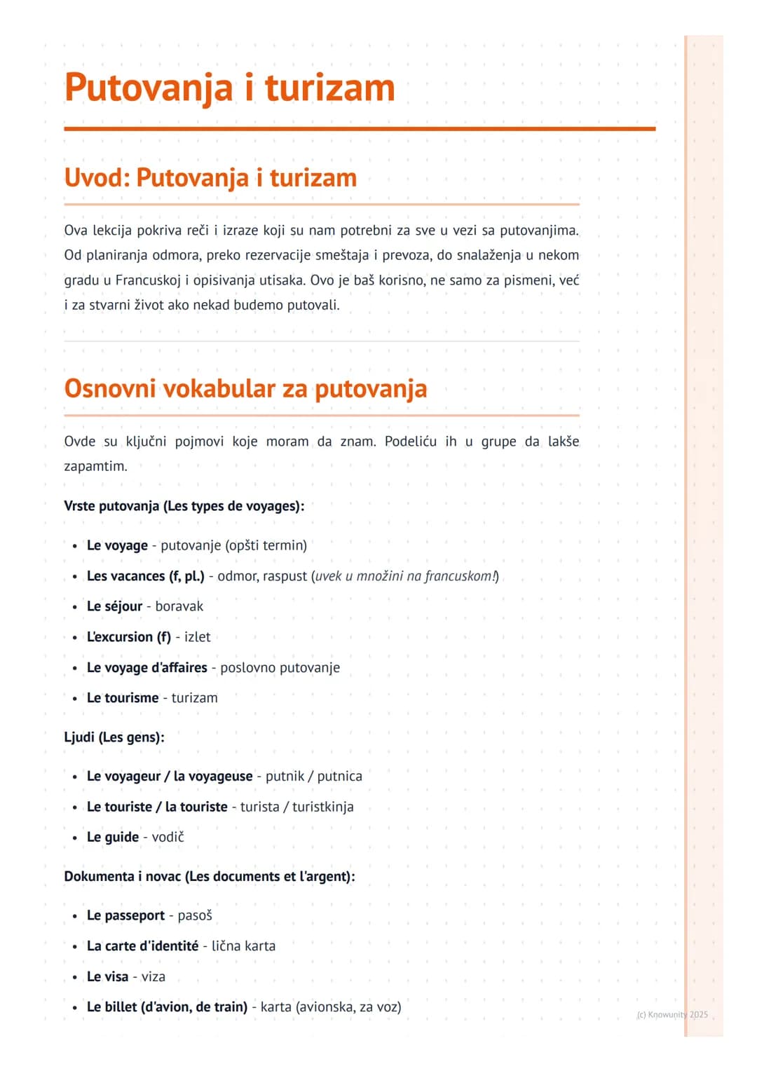 # Putovanja i turizam

Uvod: Putovanja i turizam

Ova lekcija pokriva reči i izraze koji su nam potrebni za sve u vezi sa putovanjima.
Od pl
