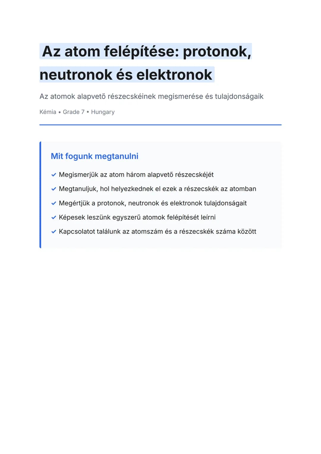 Az atom felépítése: protonok, neutronok és elektronok