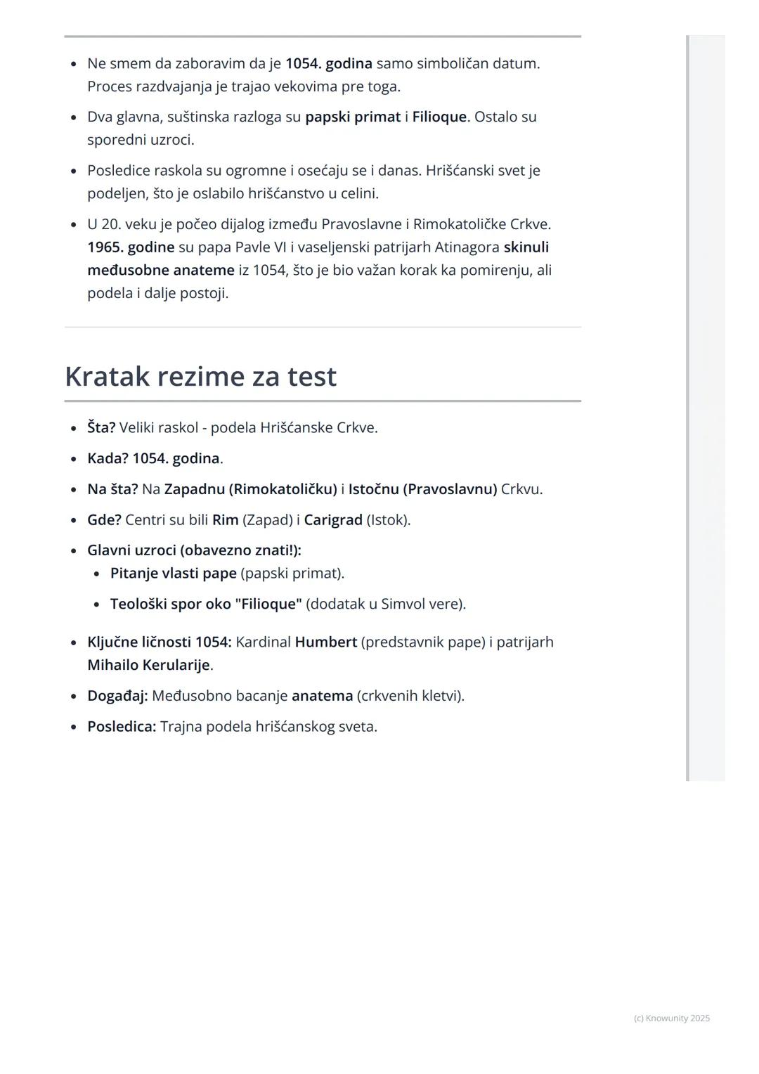 # Veliki raskol

## Uvod u Veliki raskol

Veliki raskol, ili Velika šizma, je jedan od najvažnijih događaja u istoriji
hrišćanstva. To je tr