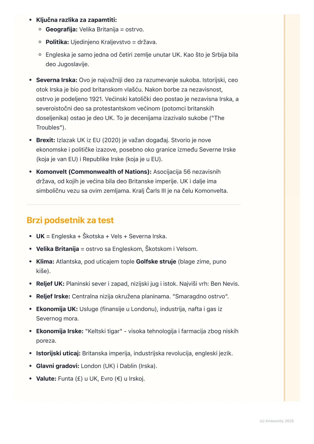 # Geografija Ujedinjenog
Kraljevstva i Irske

Uvodni pregled

Ujedinjeno Kraljevstvo i Irska su ostrvske države na krajnjem zapadu Evrope.
N