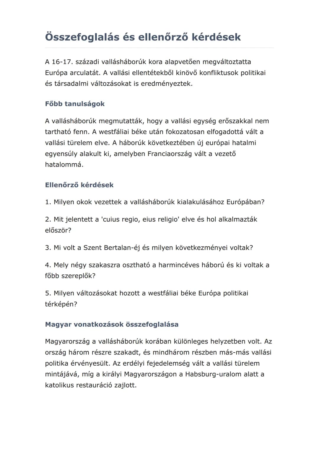 A vallásháborúk Európában:
reformáció és
ellenreformáció kora
A 16-17. századi európai vallásháborúk okai, lefolyása és
következményei
Törté