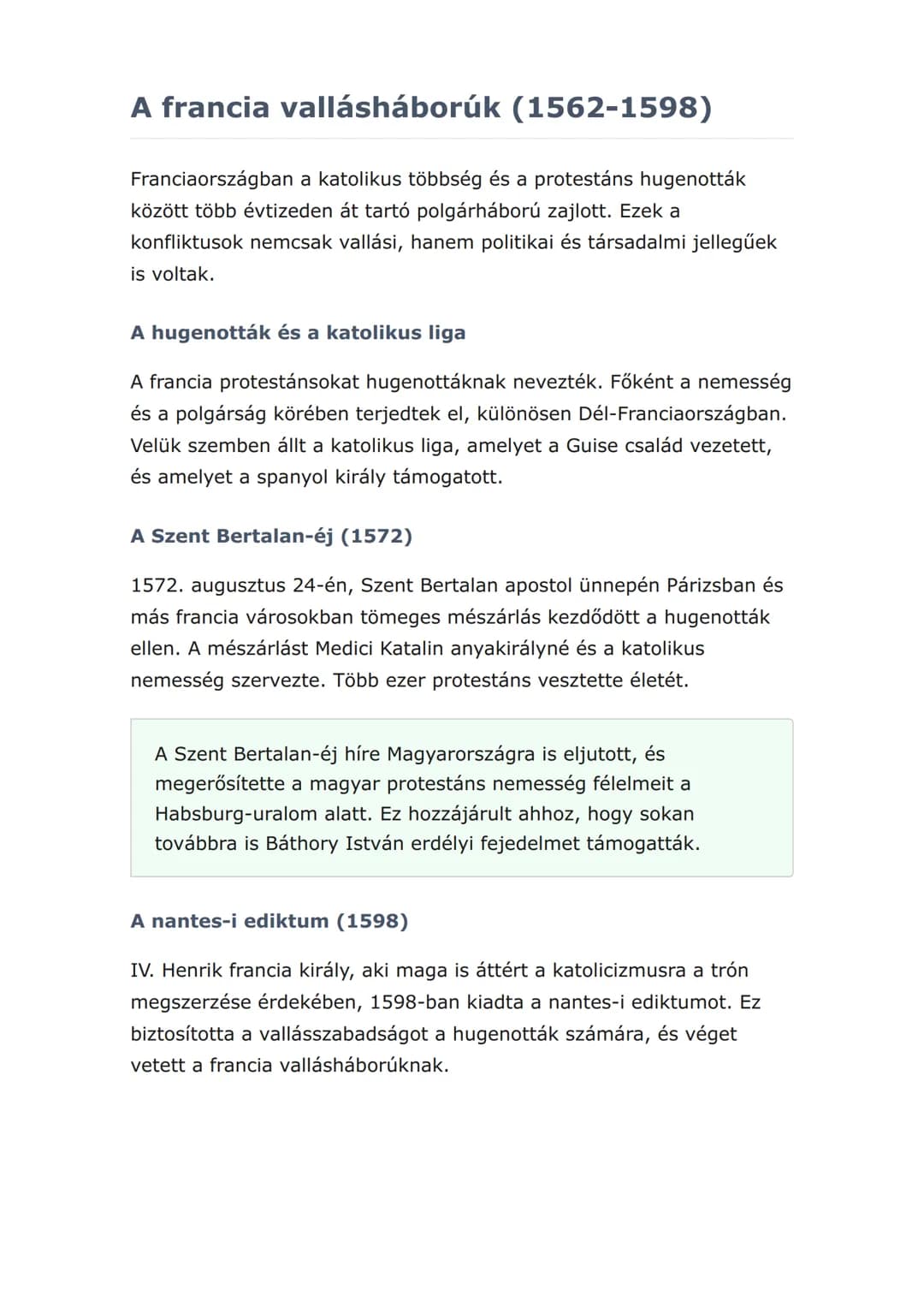A vallásháborúk Európában:
reformáció és
ellenreformáció kora
A 16-17. századi európai vallásháborúk okai, lefolyása és
következményei
Törté