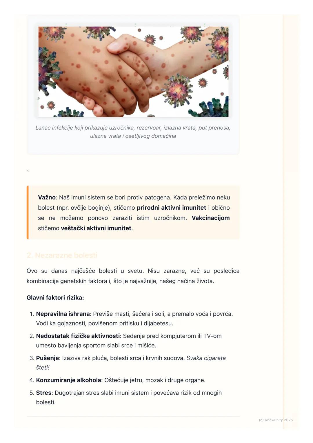 # Bolesti i prevencija

Uvod u zdravlje i bolest

Zdravlje nije samo odsustvo bolesti. Svetska zdravstvena organizacija (SZO)
kaže da je zdr