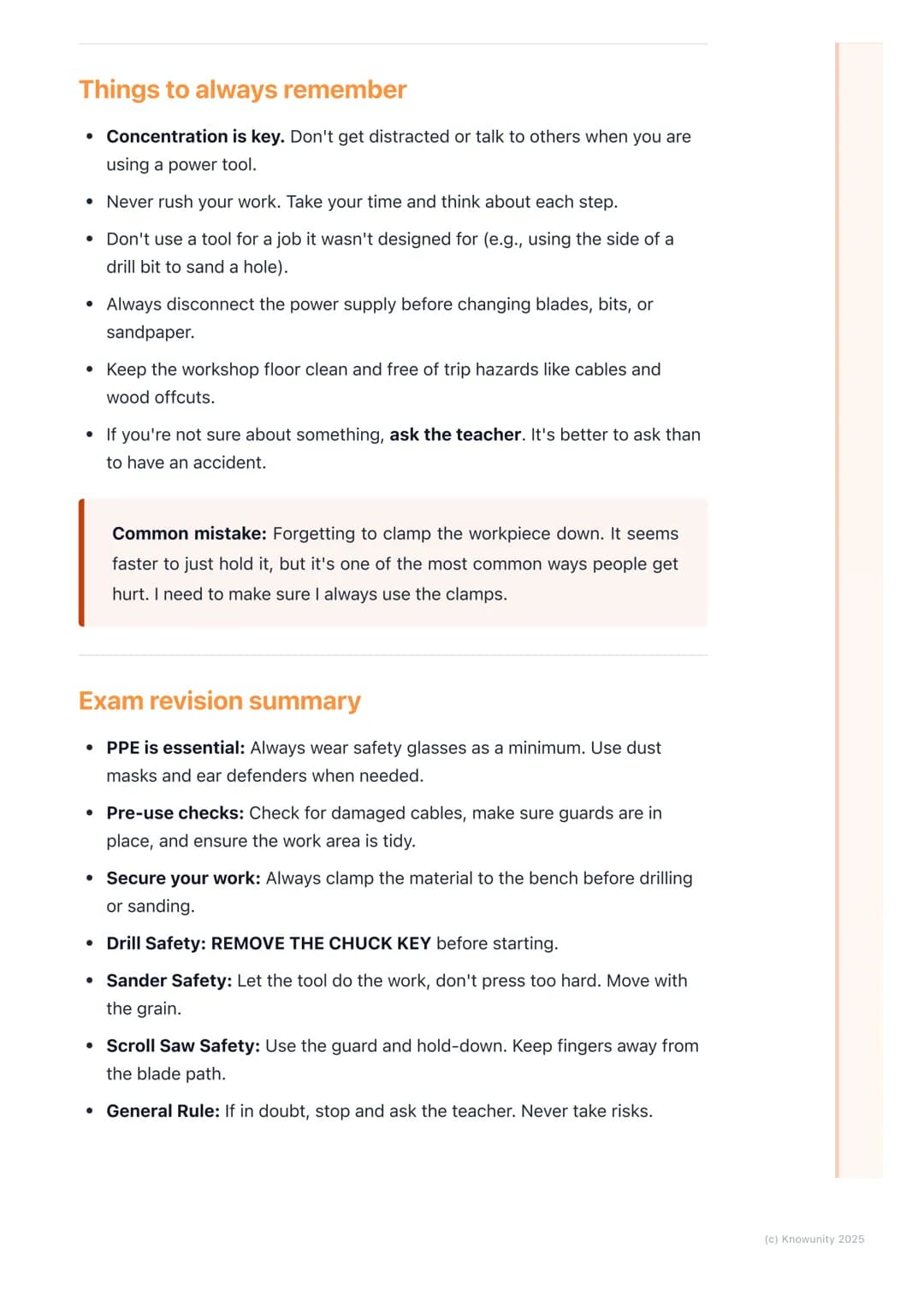 # Safe Use of Basic Power Tools

General safety rules for power tools

This is about using power tools like drills and sanders safely in the