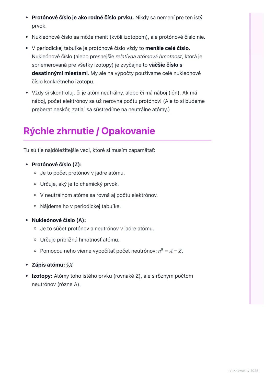 # Protónové a nukleónové číslo

## Prehľad / Úvod

Dnes si zopakujeme veľmi dôležité veci o atómoch, ktoré musíme vedieť na
skúšku z chémie.
