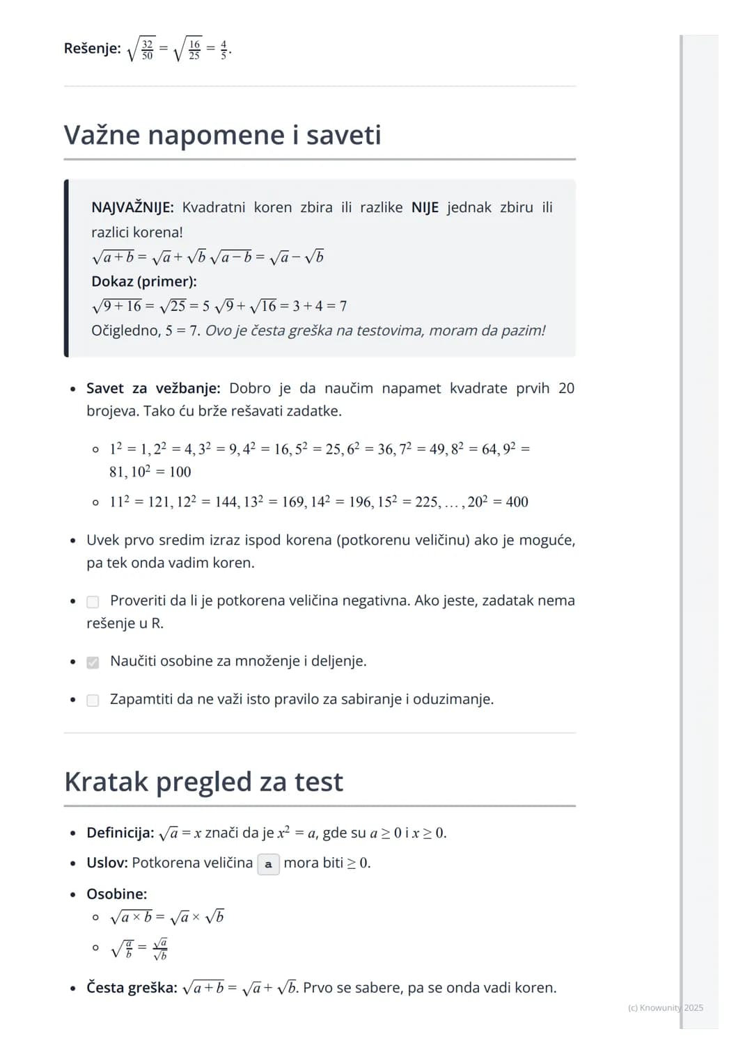 # Pojam i osobine kvadratnog
korena

Uvod u kvadratni koren

Kvadratni koren je matematička operacija suprotna (inverzna) operaciji
kvadrira
