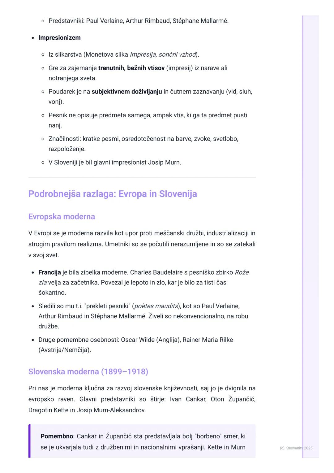 # Slovenska in Evropska Moderna

Uvod v slovensko in evropsko moderno

Moderna je pomembno književno obdobje, ki se je v Evropi pojavilo ob 