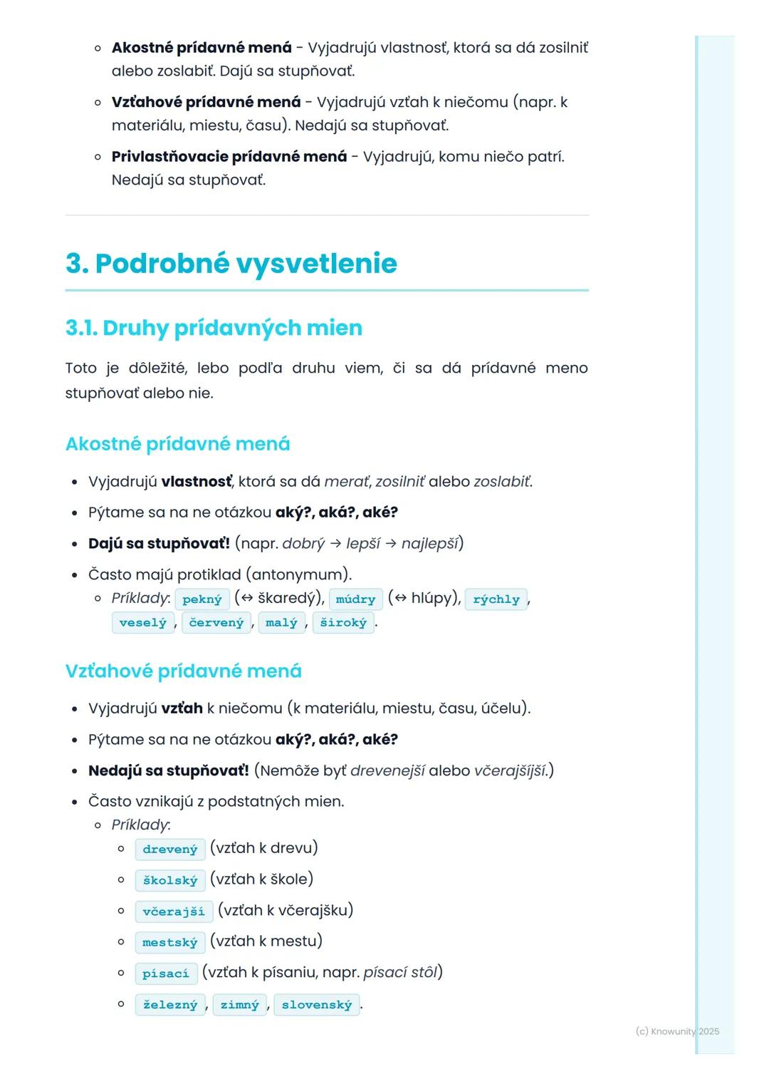 # Prídavné mená

## 1. Úvod do prídavných mien

Prídavné mená sú veľmi dôležité slová v slovenčine! Pomáhajú nám
opisovať podstatné mená - č