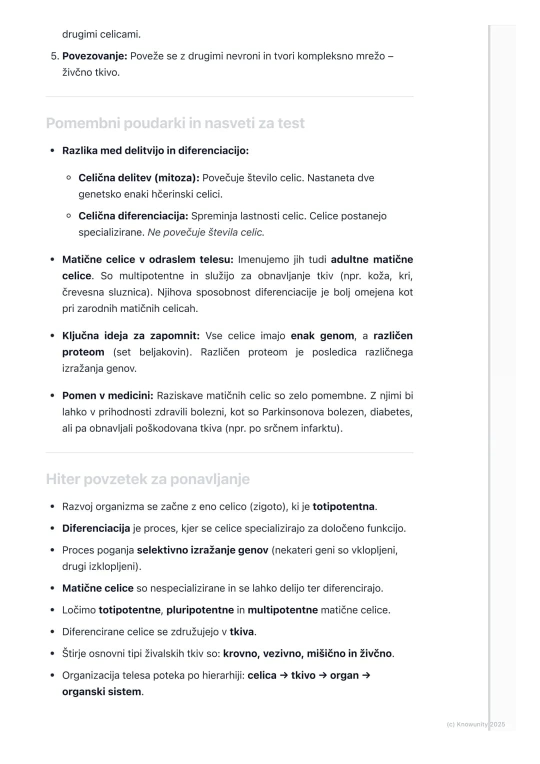 # Diferenciacija celic in
nastanek tkiv

Uvod v diferenciacijo celic

Vsi kompleksni, večcelični organizmi, kot smo ljudje, se začnemo kot e