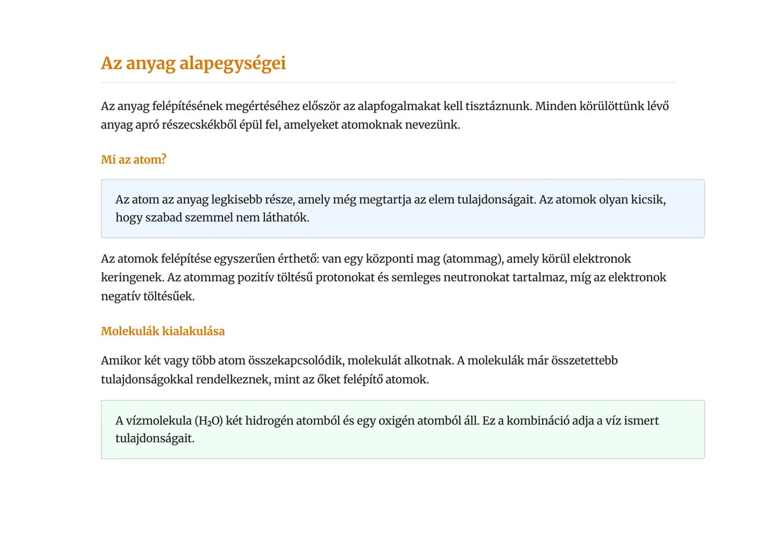 Atomok, molekulák, elemek és vegyületek
Magyarországon
Az anyag felépítése és hazánkban gyakori elemek, vegyületek
Kémia • Grade 7 • Hungary