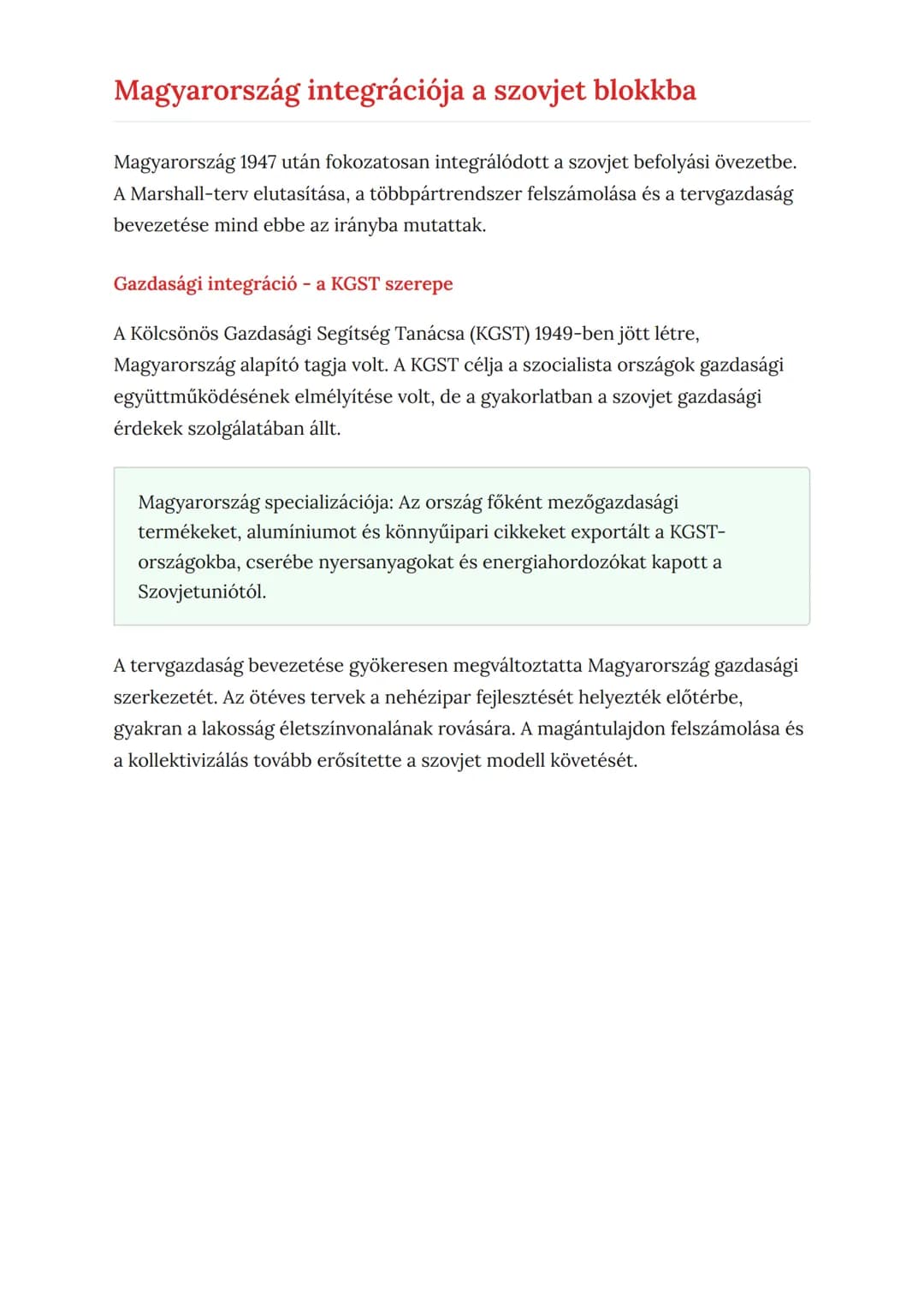 Magyarország helye és szerepe
Európában: A Varsói Szerződés
korszaka
A szovjet blokk és a Varsói Szerződés hatása Magyarországra
Történelem 