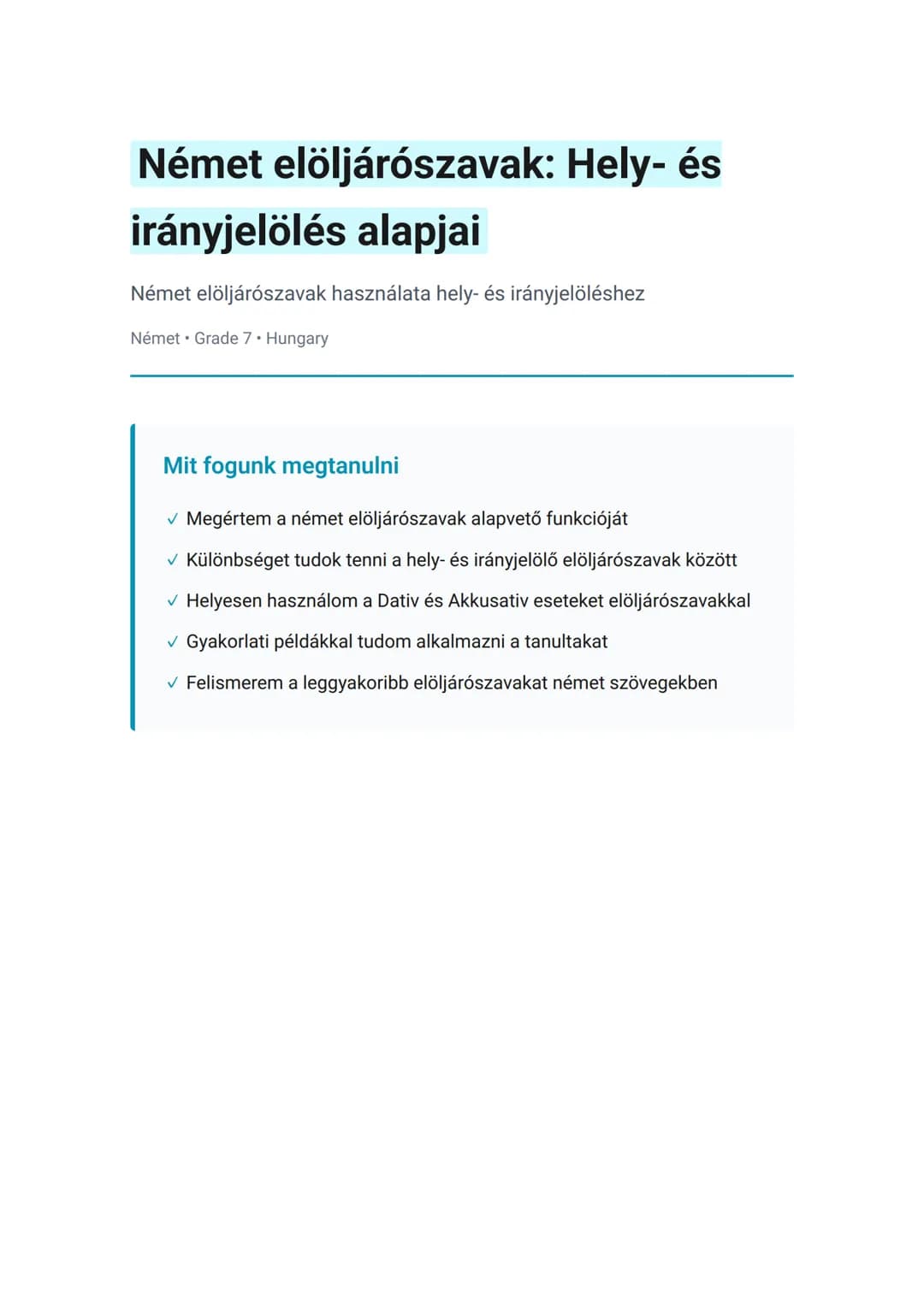 Német elöljárószavak: Hely- és irányjelölés alapjai