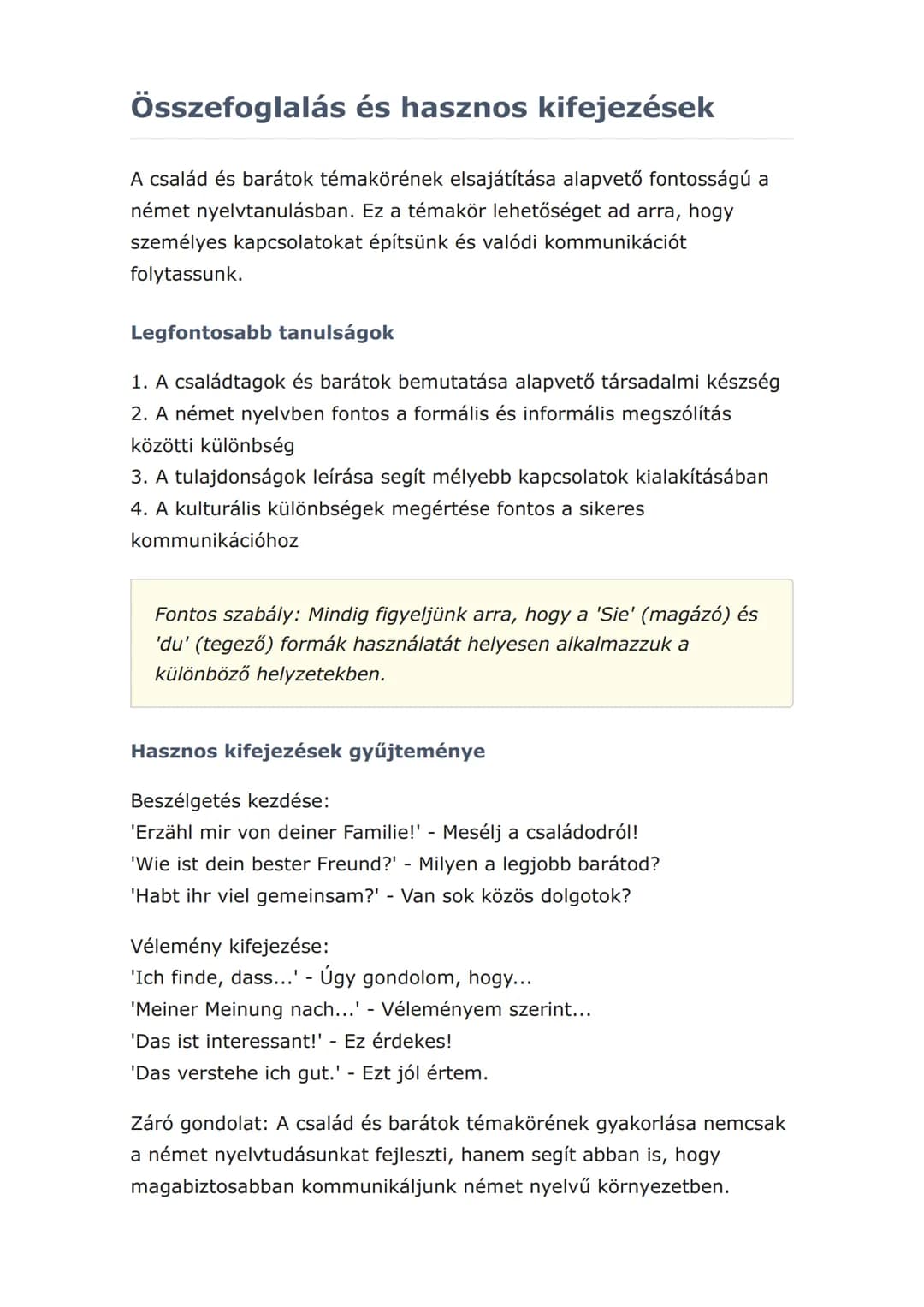 Család és barátok
bemutatása németül -
mindennapi kapcsolatok
Családtagok és barátok bemutatása, kapcsolatok leírása
németül
Német • Grade 8